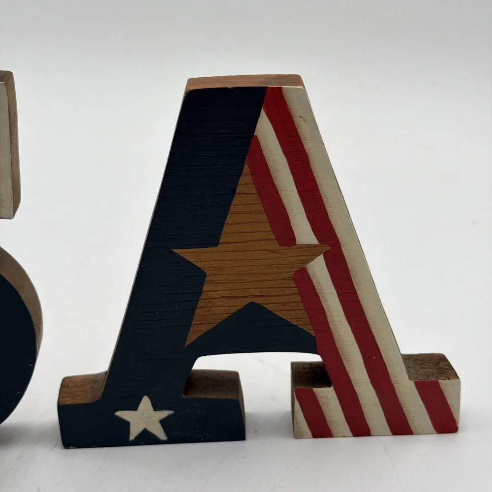 USA 4th of July Primitive Patriotic Americana Shelf Sitter 250th Hand Painted